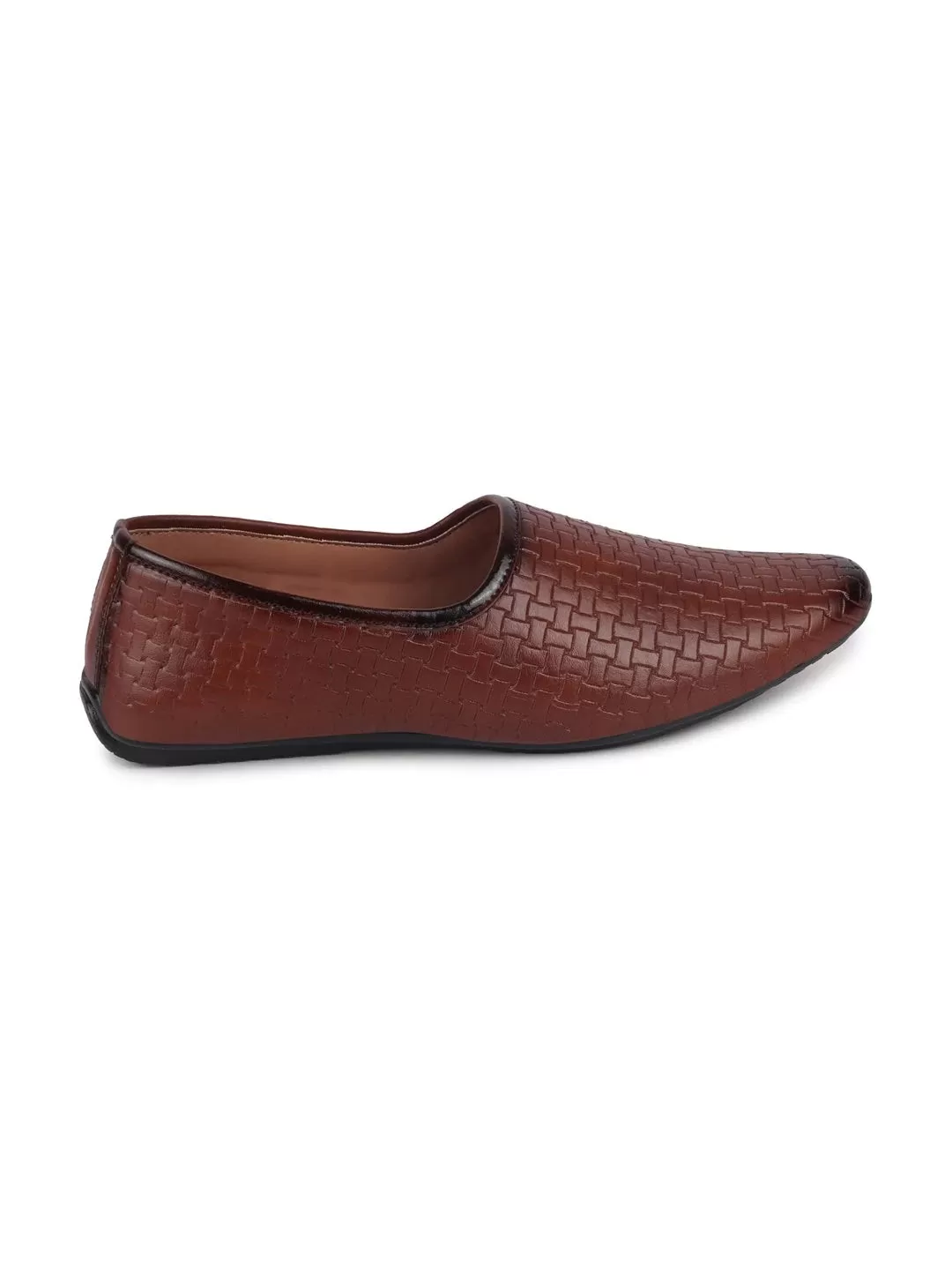 Men Tan Ethnic Slip-On Regular Styling Jutis & Mojaris