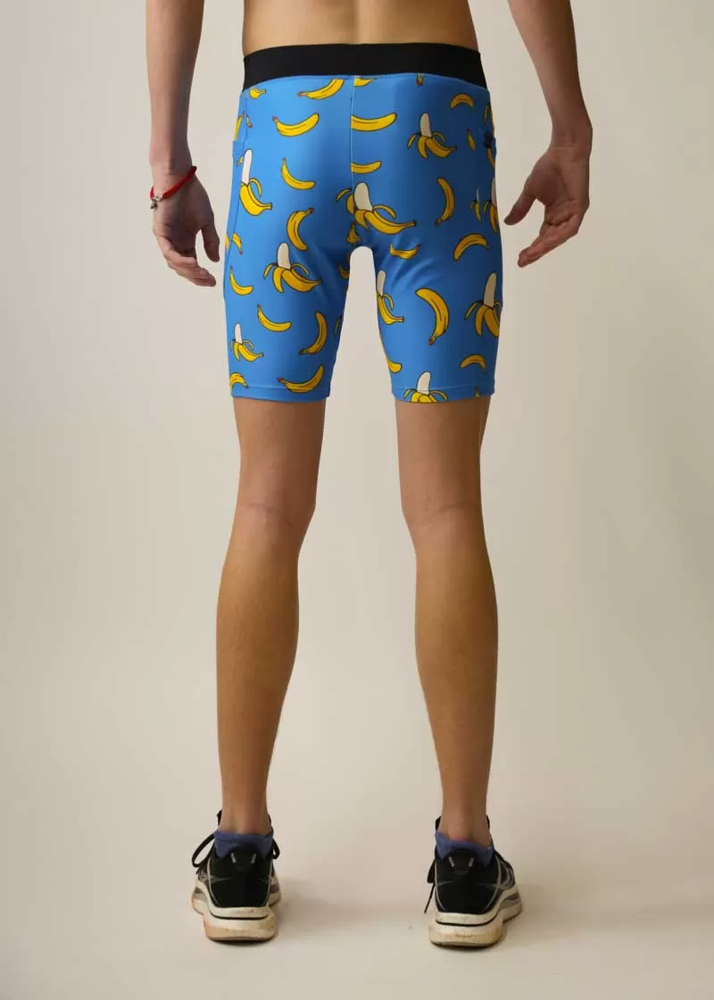 Men's Blue Bananas 8" Half Tights