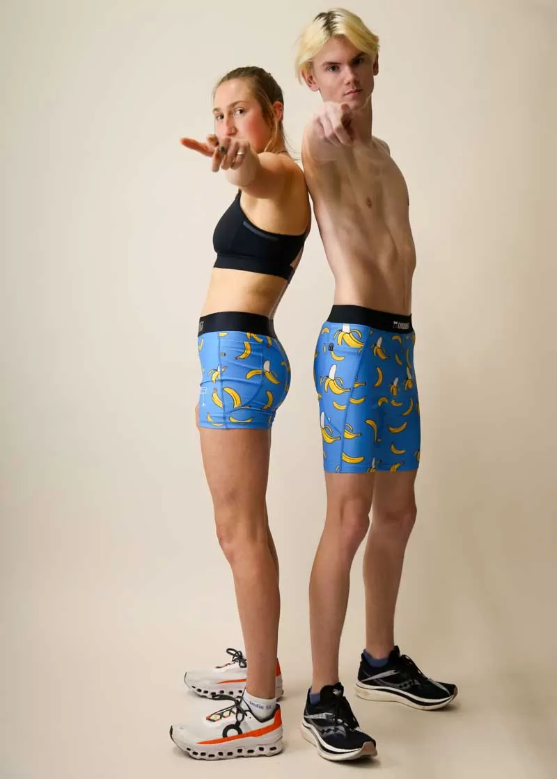 Men's Blue Bananas 8" Half Tights