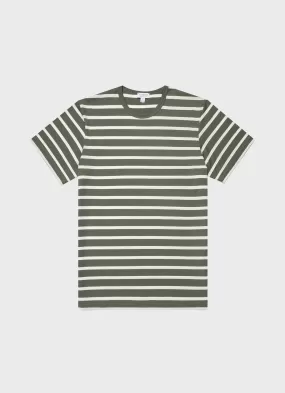 Men's Classic T-shirt in Khaki/Ecru Breton Stripe