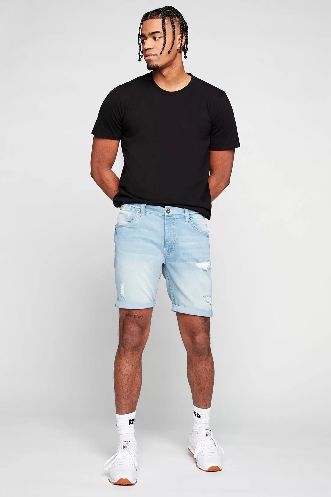 Men's Rolled-Up Shorts - Blue Bleach