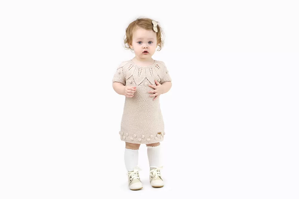 Merino wool Hand knitted Beige Dress