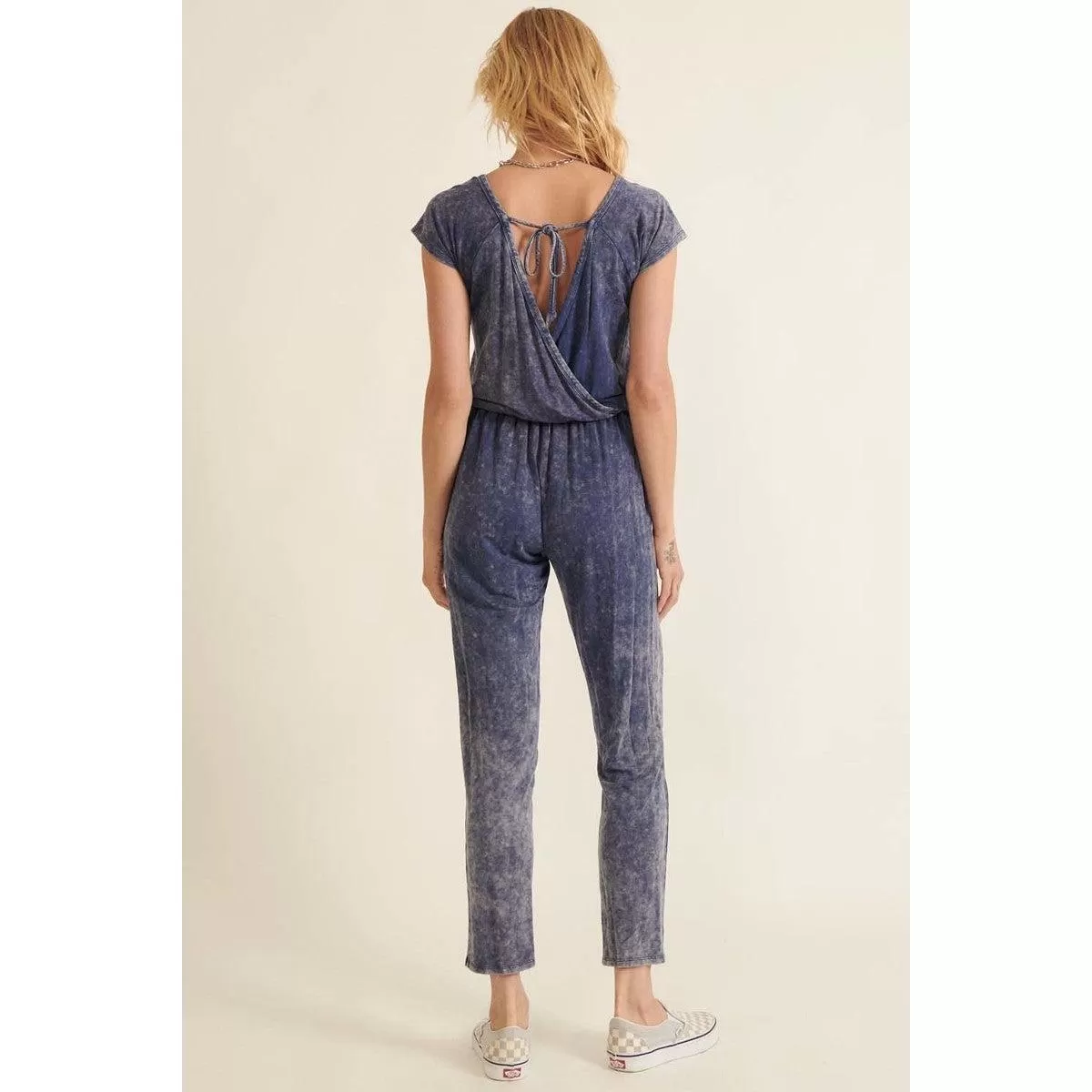 Mineral Washed Finish Knit Jumpsuit