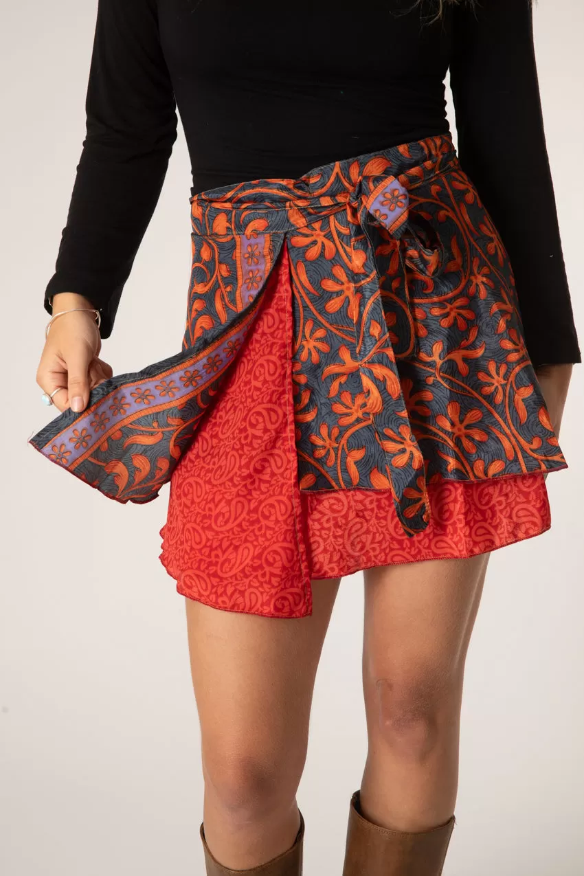 Mini Sari Silk Wrap Skirt