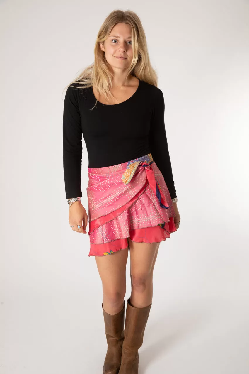 Mini Sari Silk Wrap Skirt