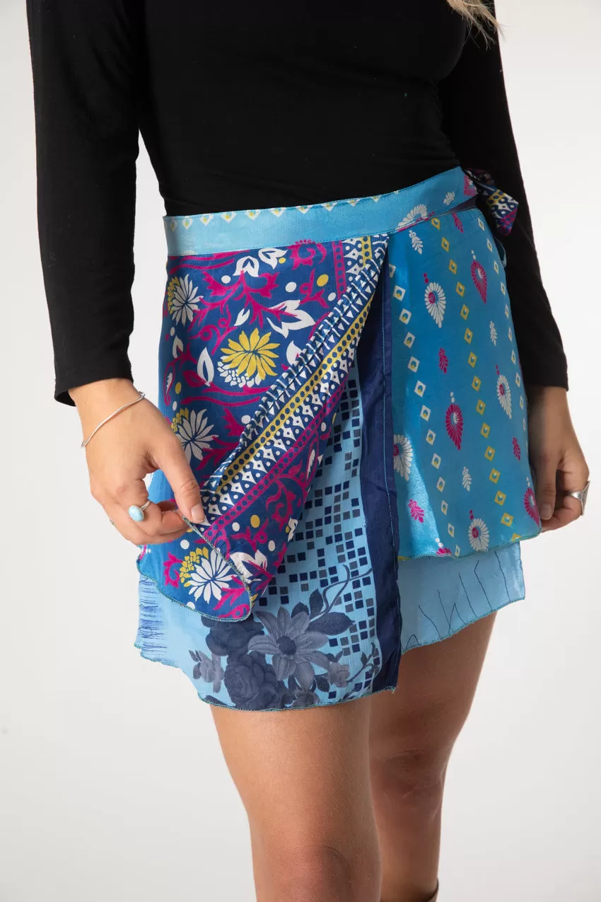 Mini Sari Silk Wrap Skirt