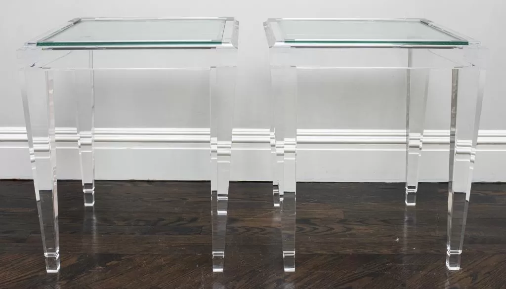 Modern Art Deco Revival Acrylic Side Tables