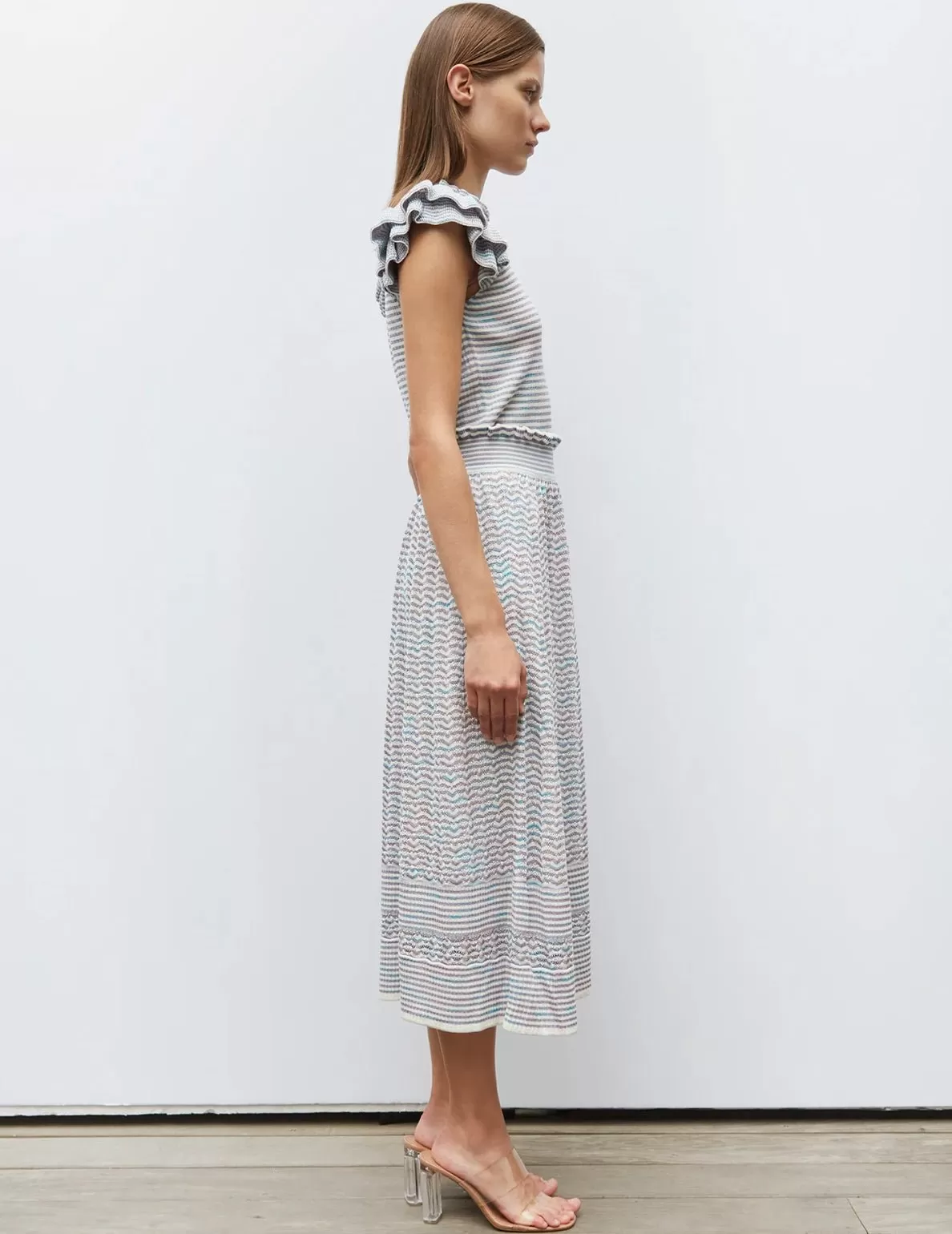 MOLLI - Marble Knit Skirt in Natural