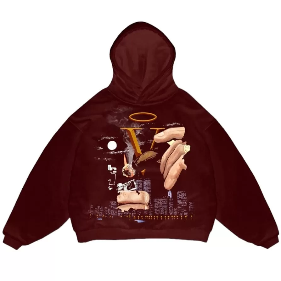 Mr.Wave Wave Of The City Hoodie (Washed Burgundy)