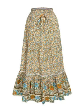 Multicolor 1940s Floral Bohemia Skirt