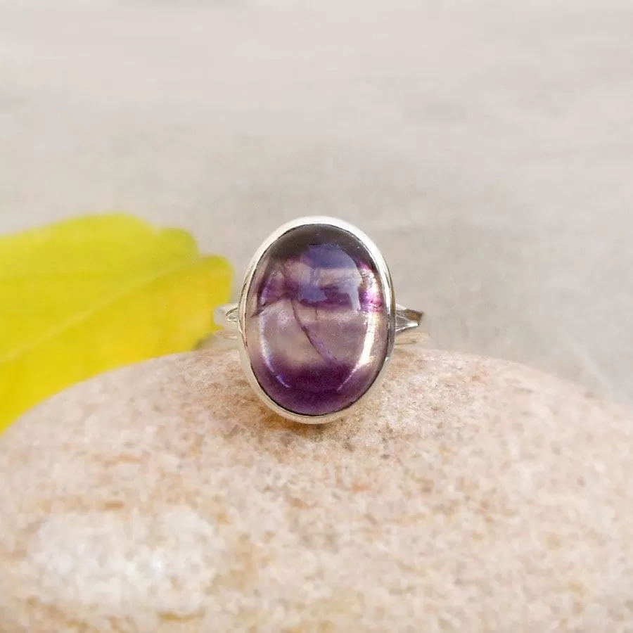 Natural Fluorite Oval Ring Fluorite Ring Fluorite Gemstone Gift Ring Multi Color Ring Sterling silver Ring