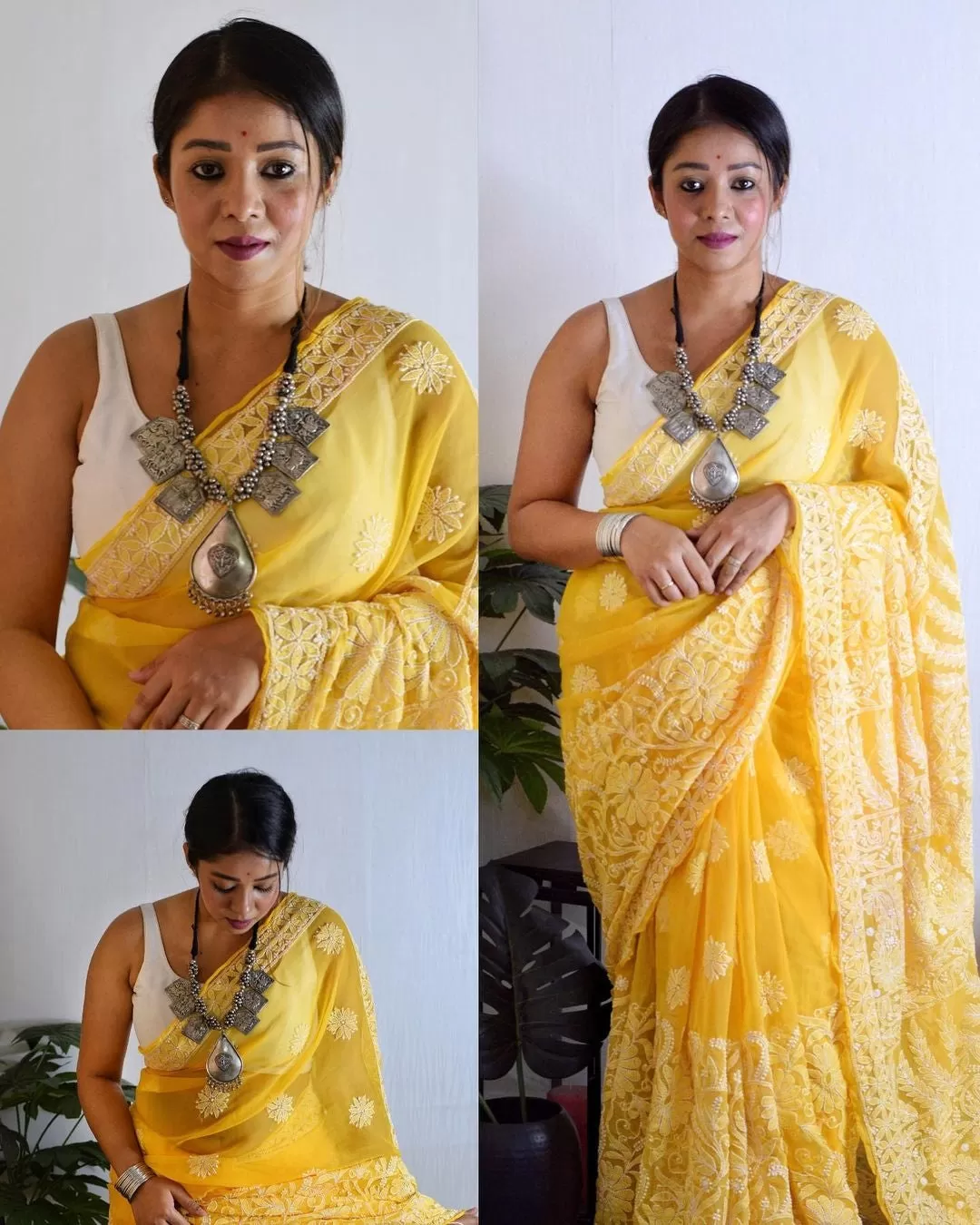 Nazm Half Jaal Chikankari Saree