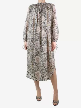 Neutral floral printed dress - size UK 10