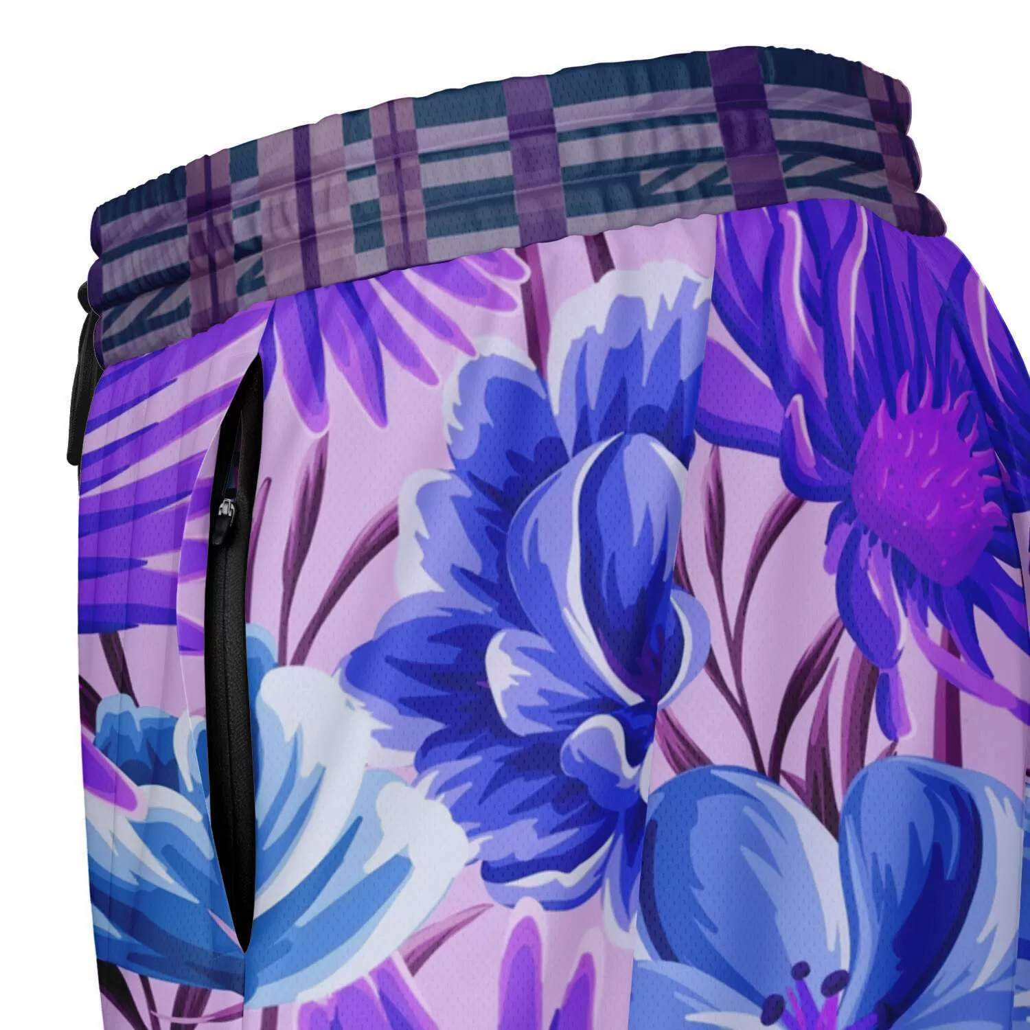 Norma Jean Purple Plaid Floral Compression Activity Shorts