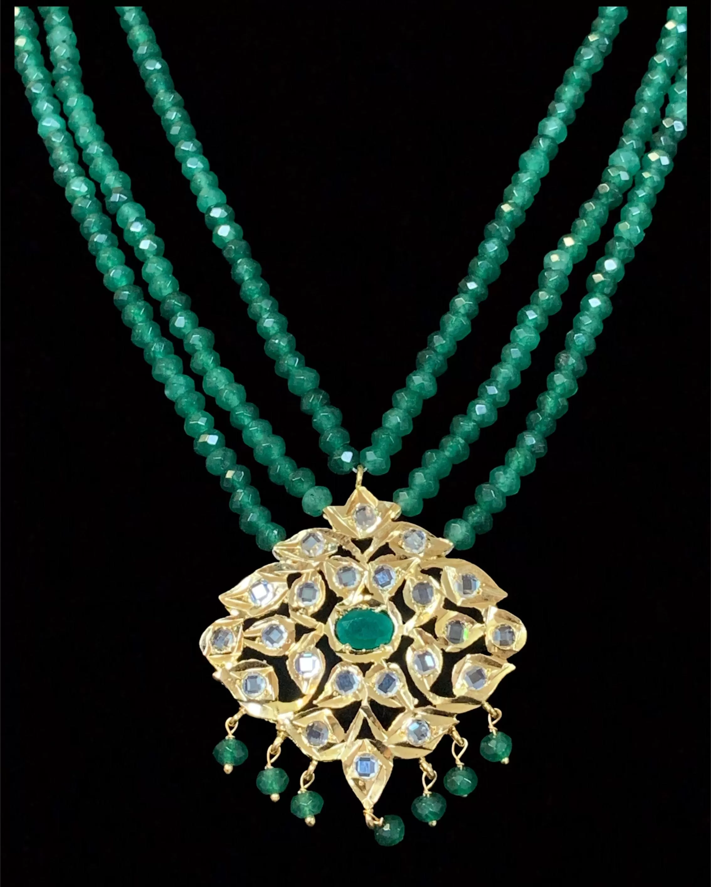 NS212 Meeraj necklace set ( green ) ( READY TO SHIP )