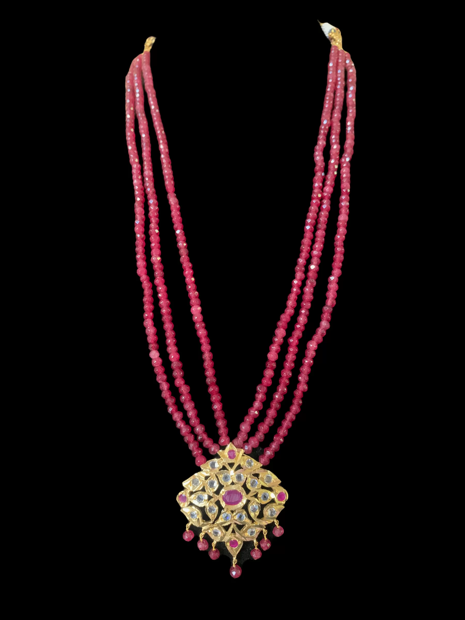 NS213 Meeraj necklace set ( red / ruby  ) ( SHIPS IN 4 WEEKS )