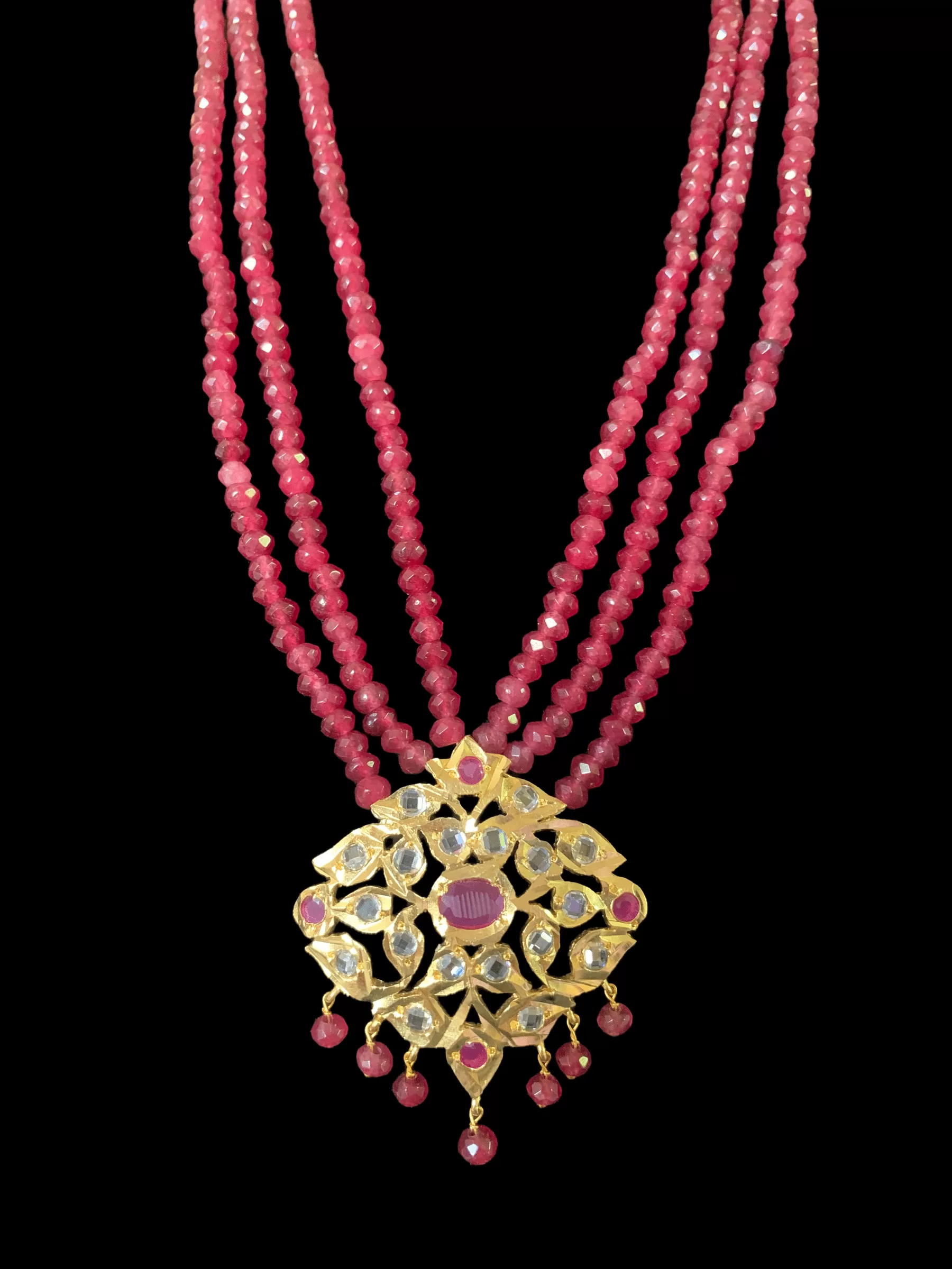 NS213 Meeraj necklace set ( red / ruby  ) ( SHIPS IN 4 WEEKS )