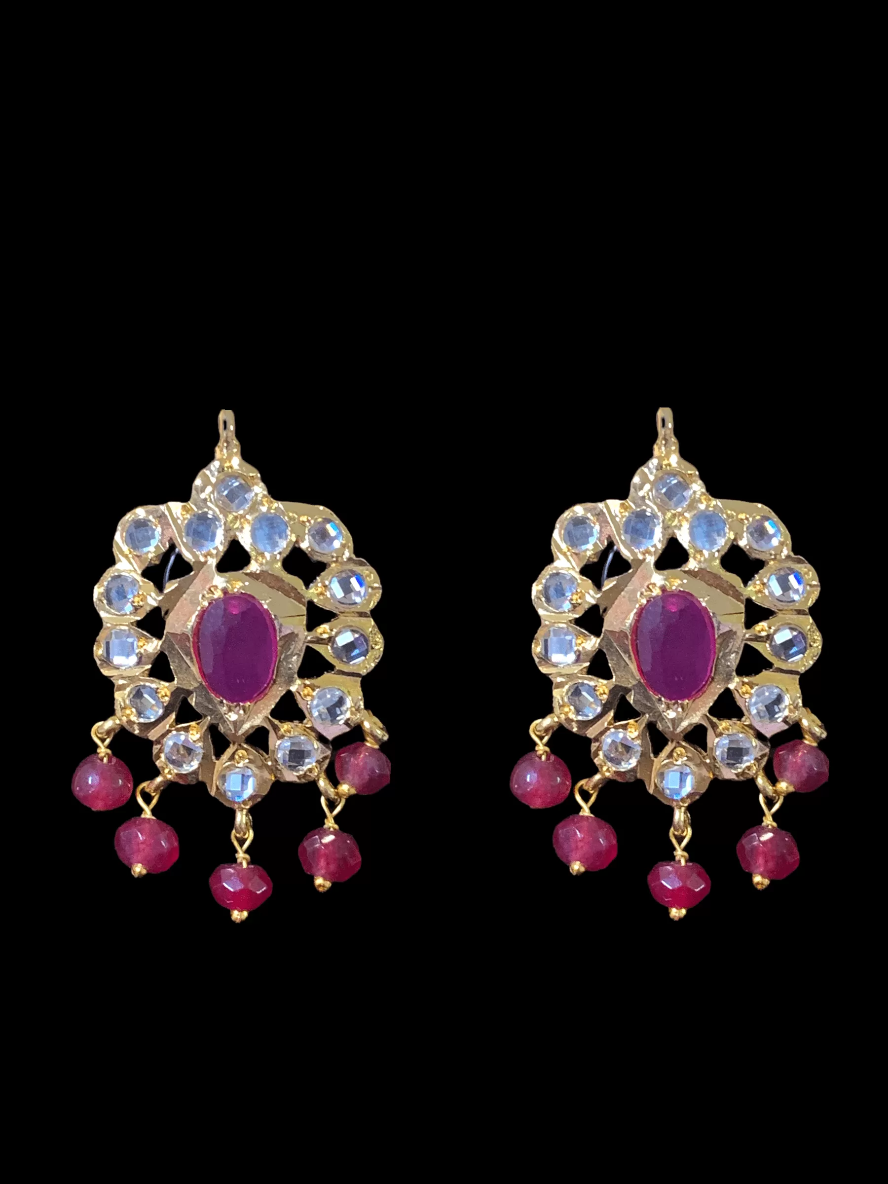 NS213 Meeraj necklace set ( red / ruby  ) ( SHIPS IN 4 WEEKS )