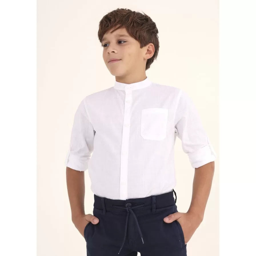 Nukutavake Long Sleeve Mandarin Dress Shirt_White 6115