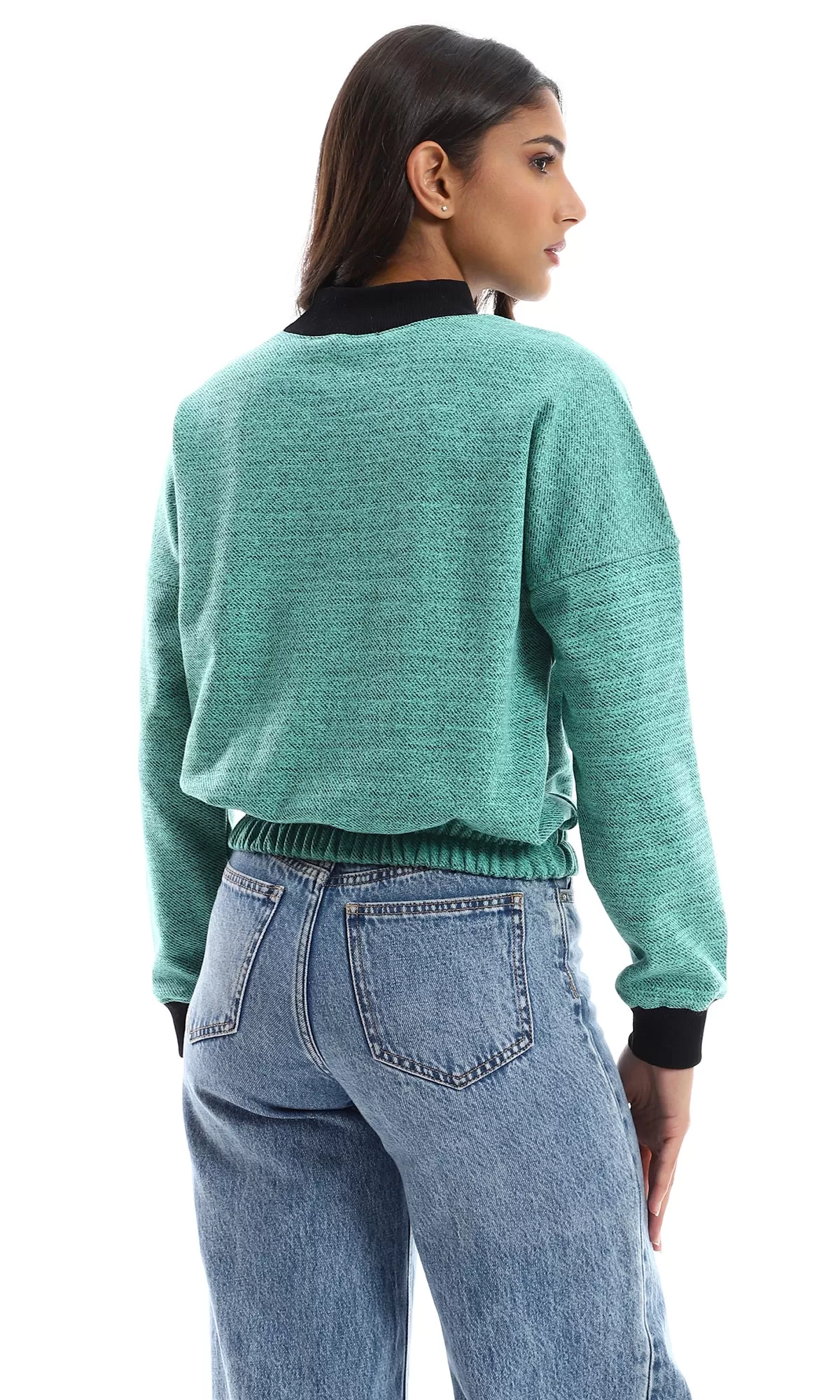 O155698 Heather Turquoise Slip On Sweatshirt With Fleece