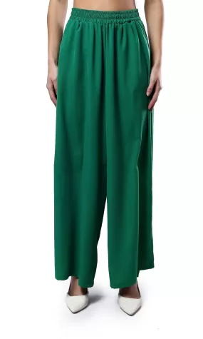 O179826 Elastic Waist Slip On Green Wide Pants