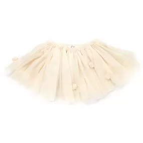 oh baby! Tulle Pom Pom Frill Tutu Skirt - Cream