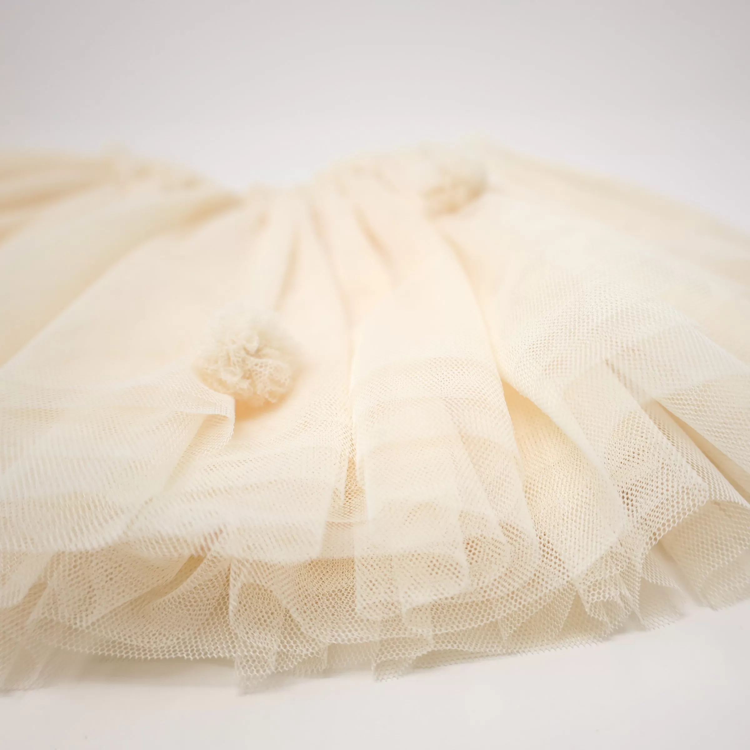 oh baby! Tulle Pom Pom Frill Tutu Skirt - Cream