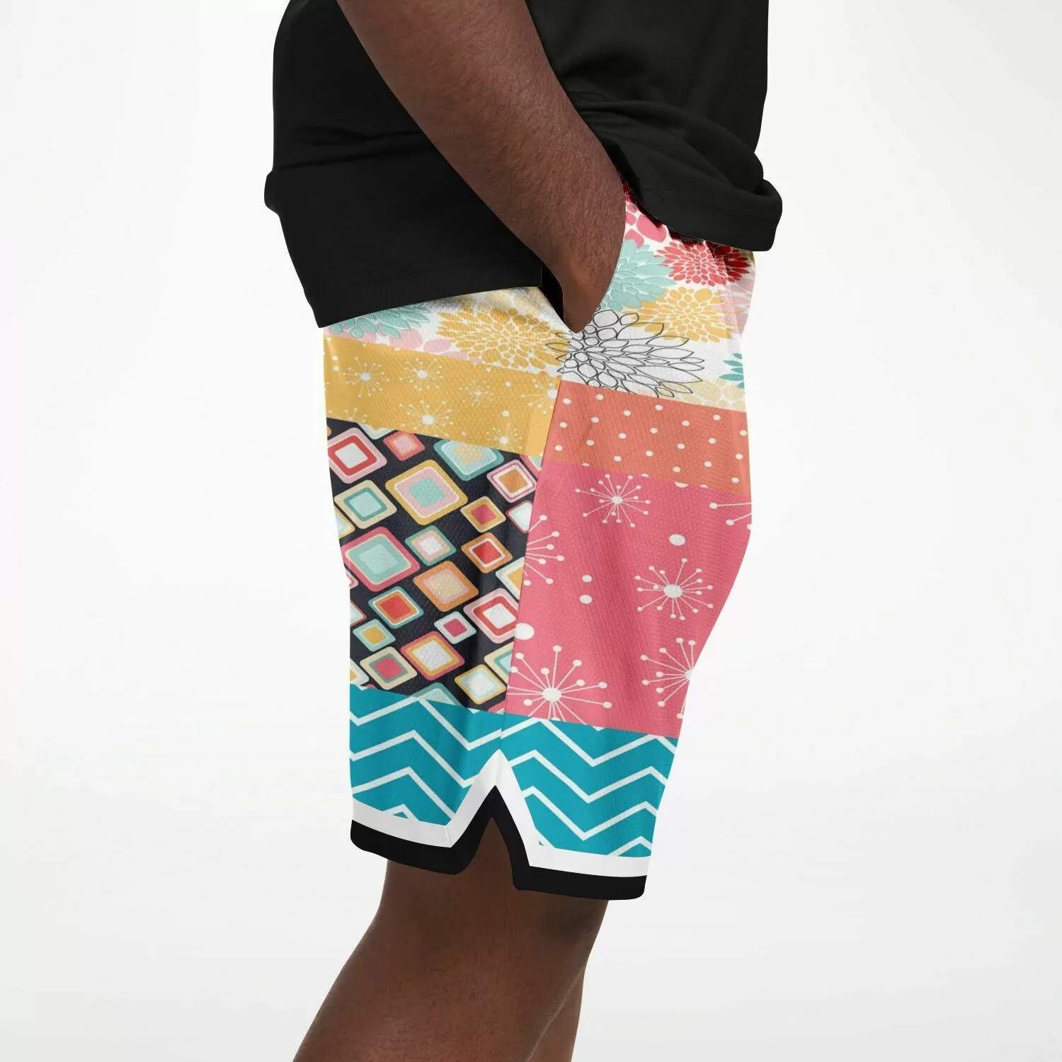 Old Miami Geo Patchwork Basketball Shorts