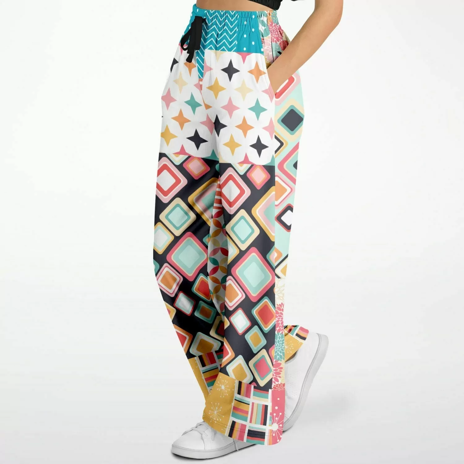 Old Miami Geometric Trefoil Eco-Poly Stretchy Phat Bellbottoms