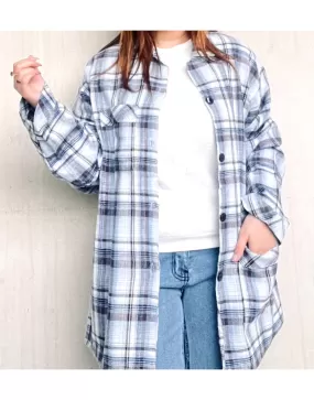 Oversized Checked Shirt in Sky Blue