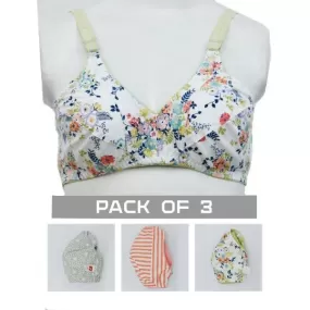 Pack Of 3 Printed Cotton Everyday Bras