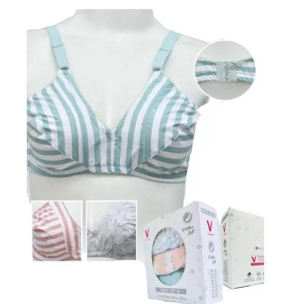 Pack Of 3 Printed Cotton Woven Bras