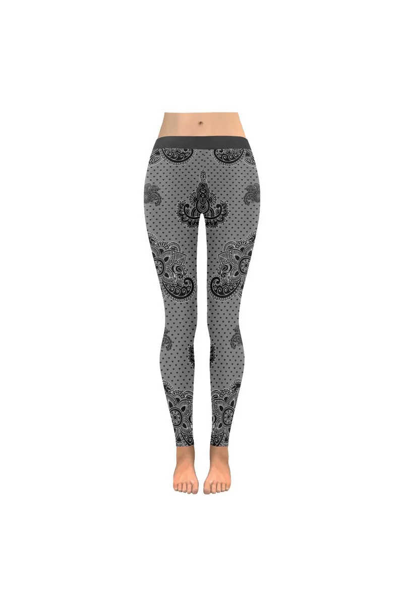 Paisley Hearts Low Rise Leggings (Invisible Stitch)