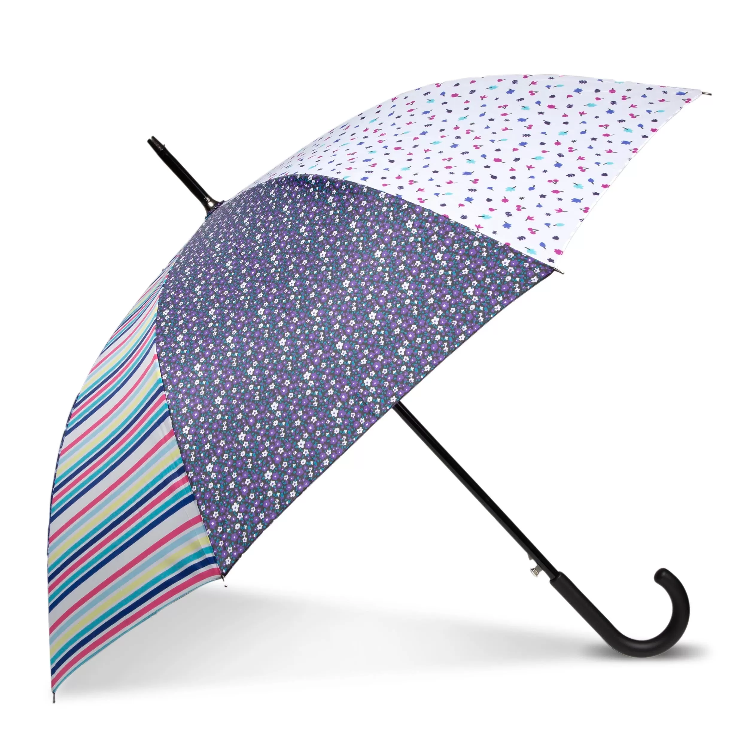 Parapluie Canne Auto Patchwork fleuri