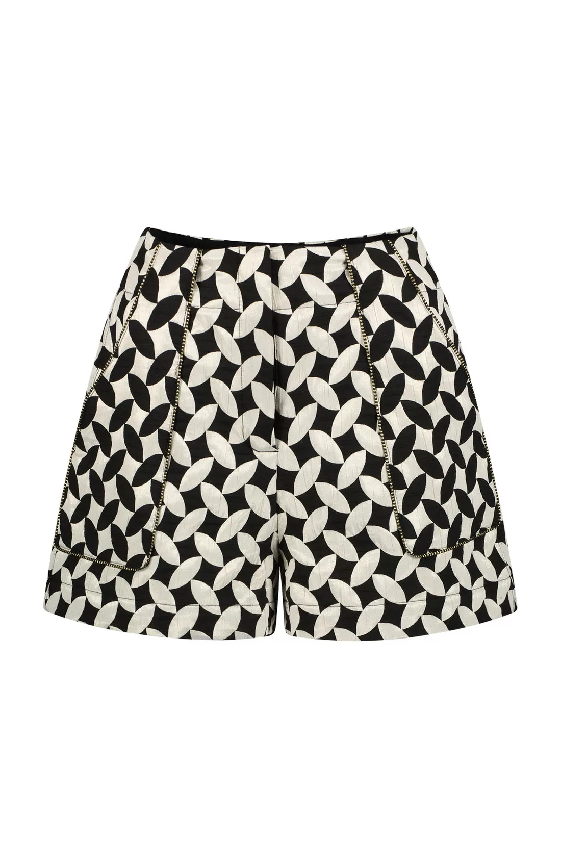 Patbo - Jacquard High Waist Shorts - Black/white