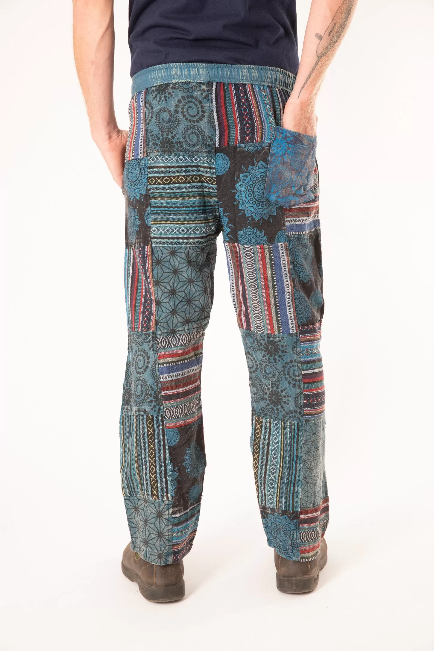 Patchwork Stone Wash Meditation Pants