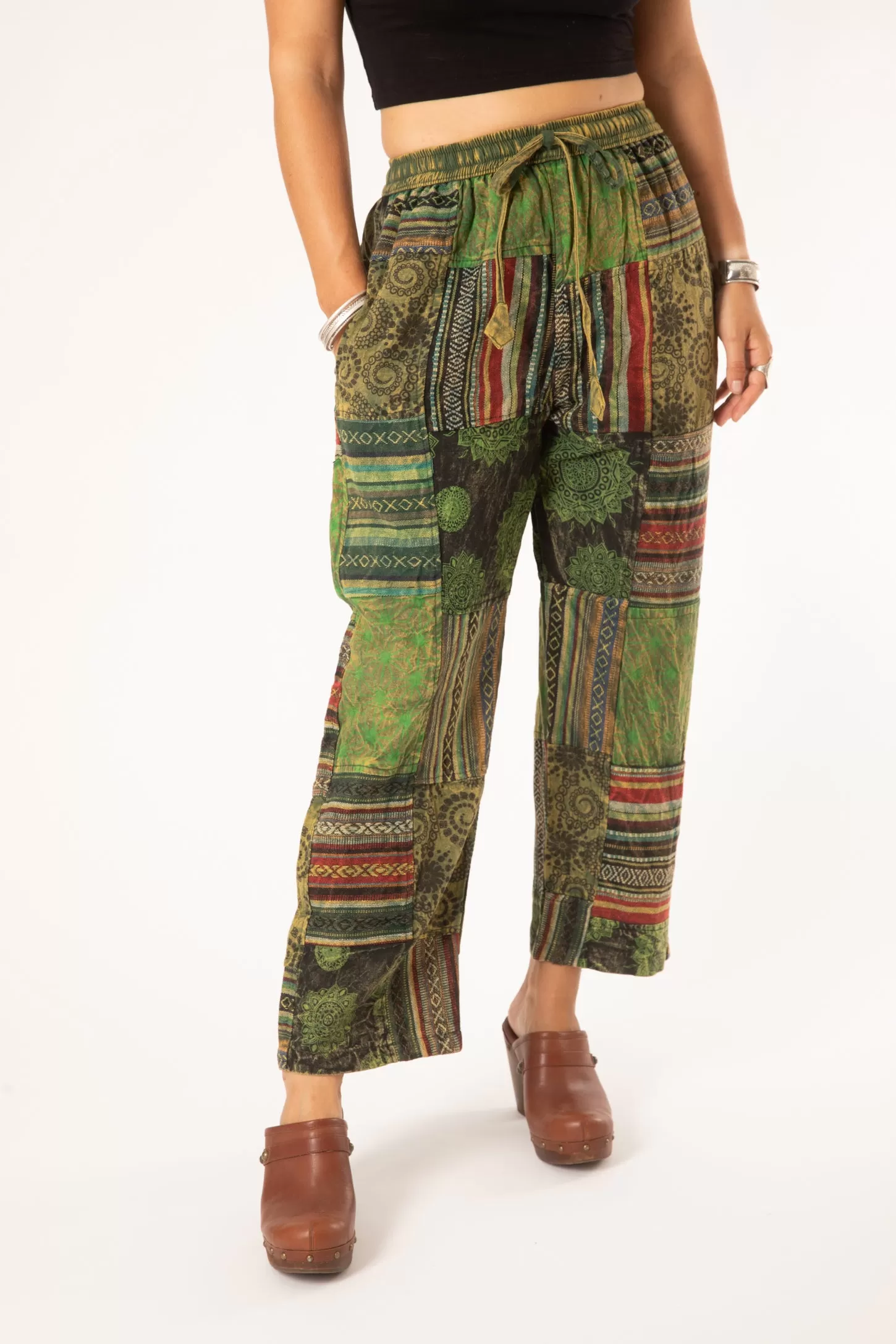 Patchwork Stone Wash Meditation Pants