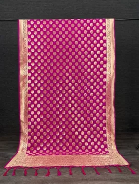 Pink Gold Paithani Brocade Dupatta For Women