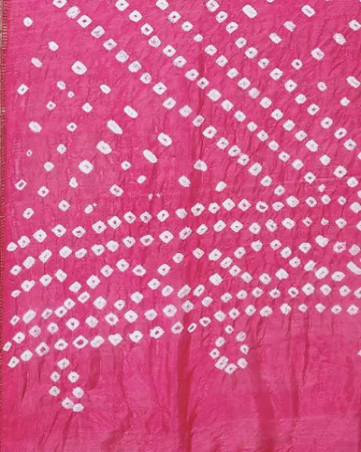 Pink White Bandhani Bandhej Dupatta