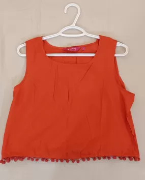 Pleasing Orange Color Short Top For Girls