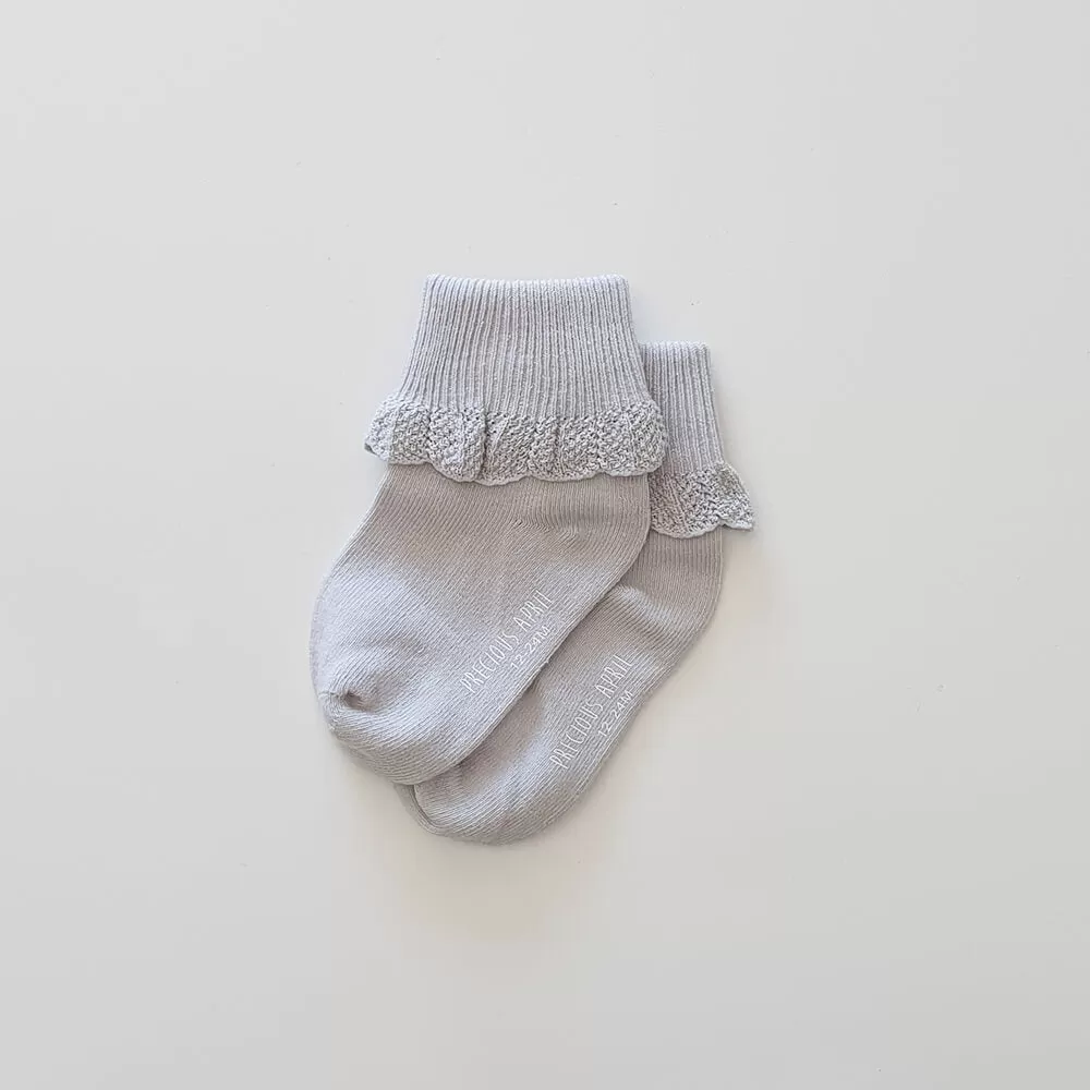 Poppie Cotton Socks - Soft Grey