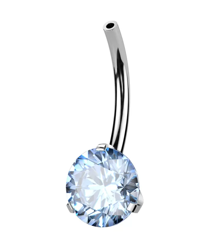 Prong Aqua CZ Titanium Threadless Belly Button Ring Base