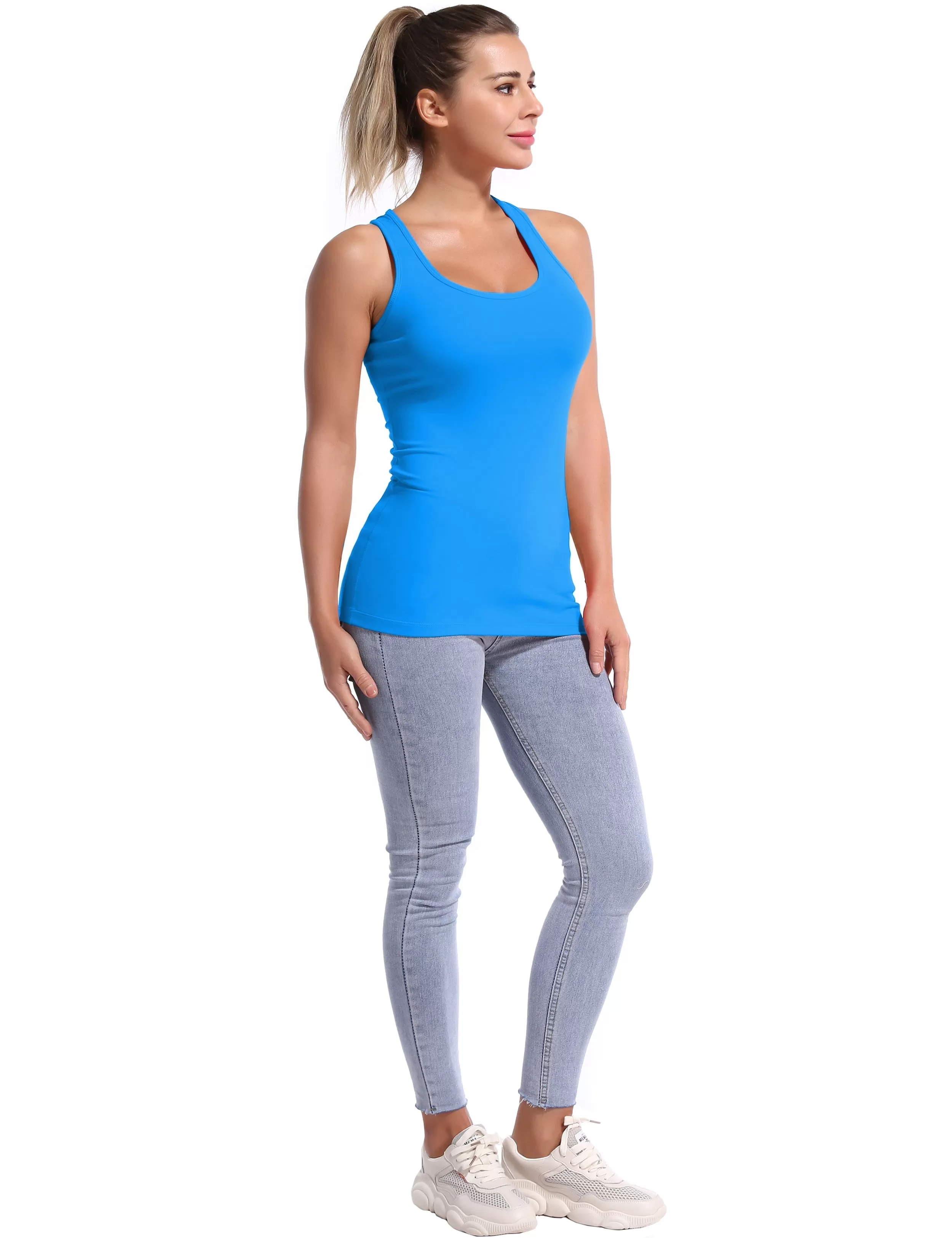 Racerback Athletic Tank Tops deepskyblue_yogastudio