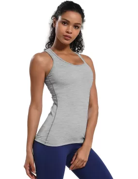 Racerback Athletic Tank Tops heathergray_yogastudio