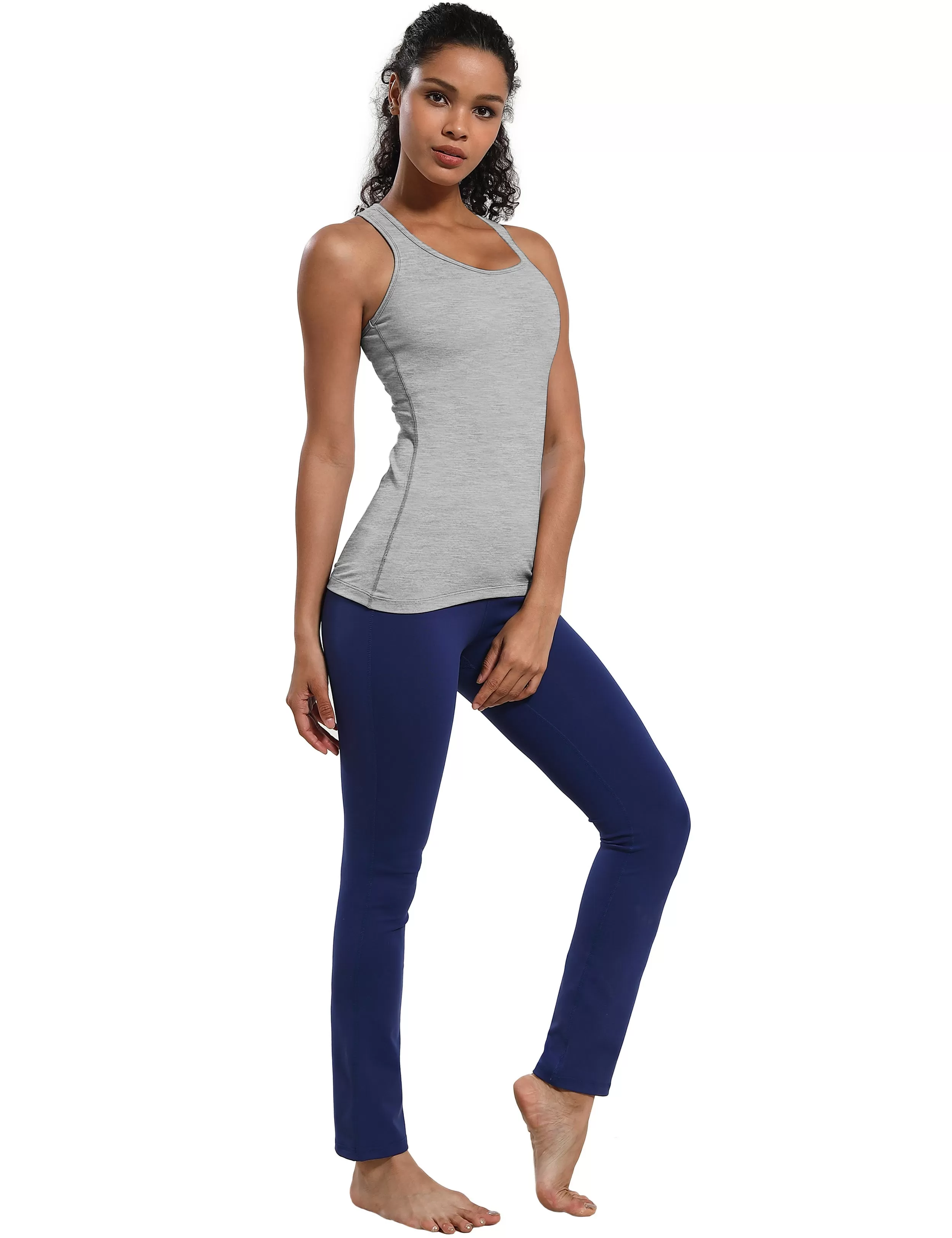 Racerback Athletic Tank Tops heathergray_yogastudio