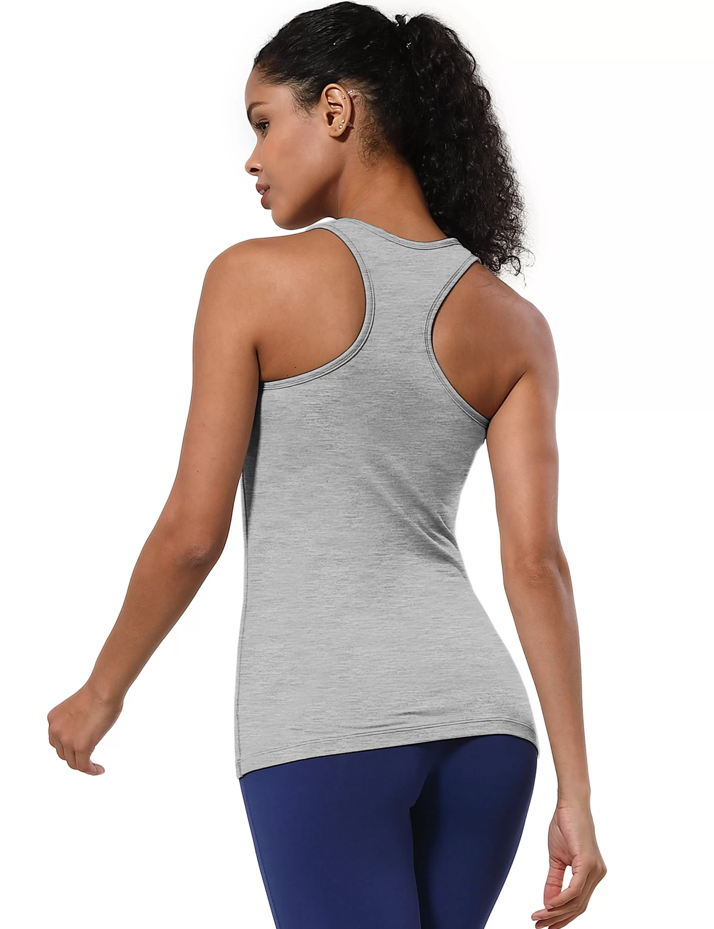 Racerback Athletic Tank Tops heathergray_yogastudio