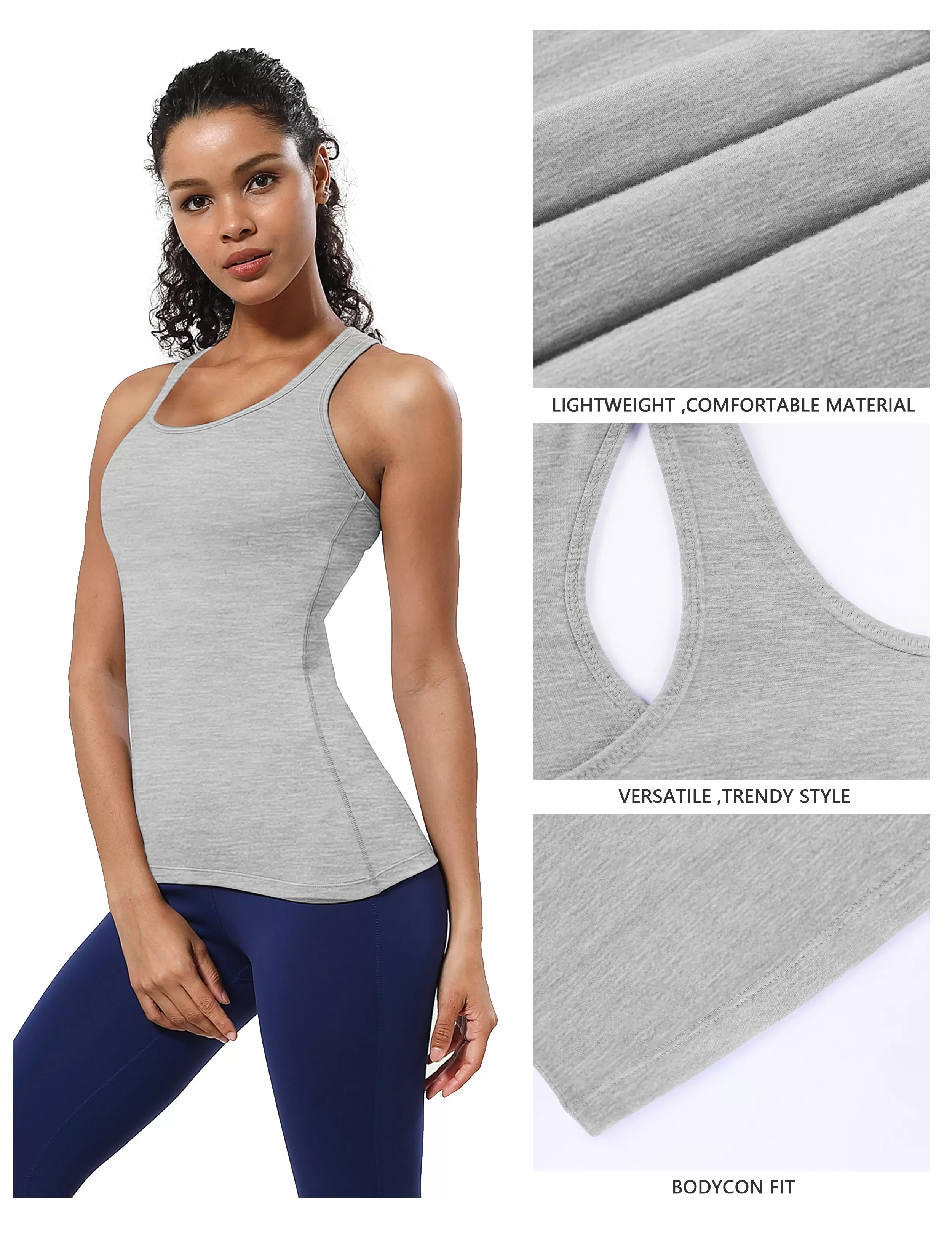 Racerback Athletic Tank Tops heathergray_yogastudio