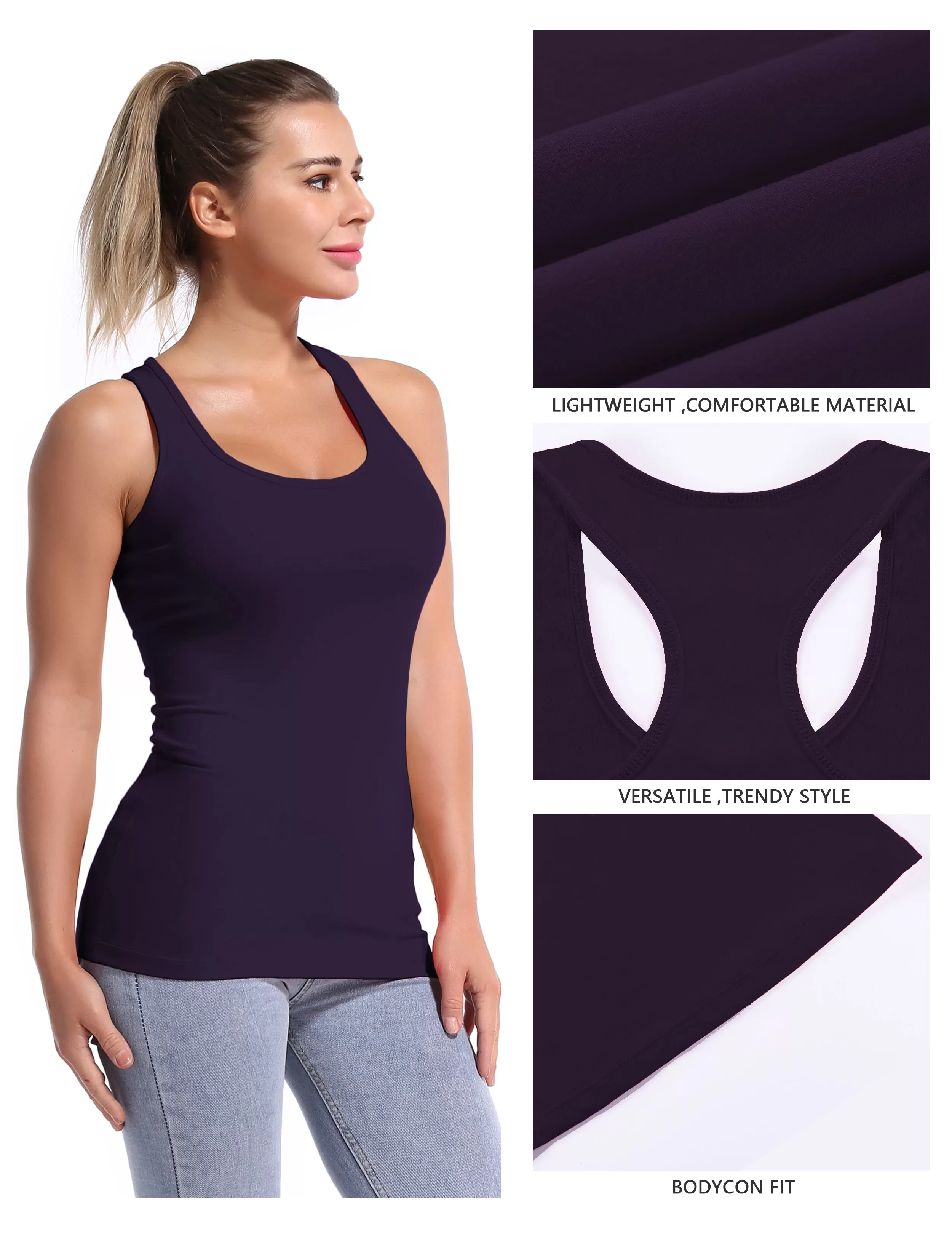 Racerback Athletic Tank Tops midnightblue_yogastudio