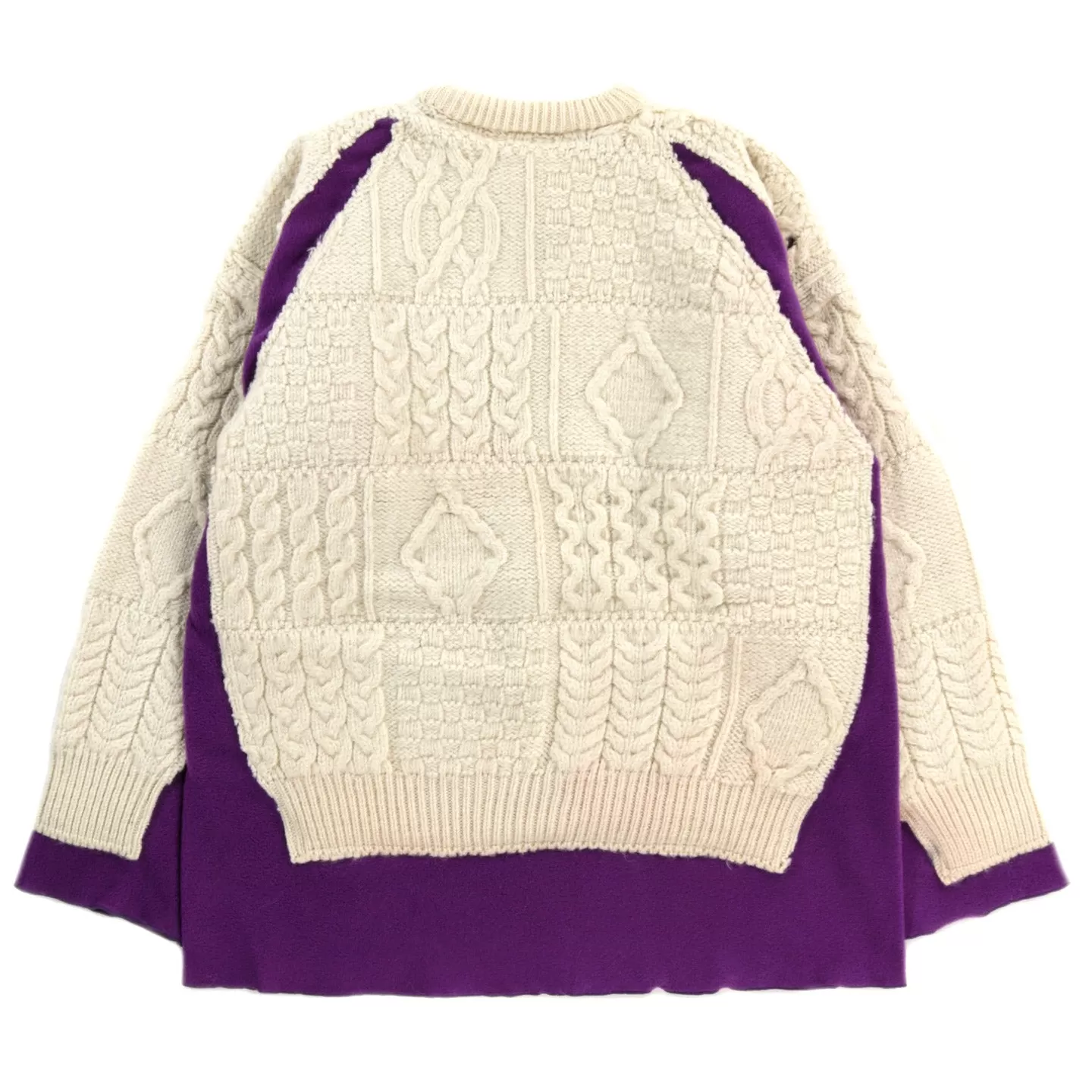 REBUILD BY NEEDLES FISHERMAN SWEATER NATURAL / PURPLE - S (B)