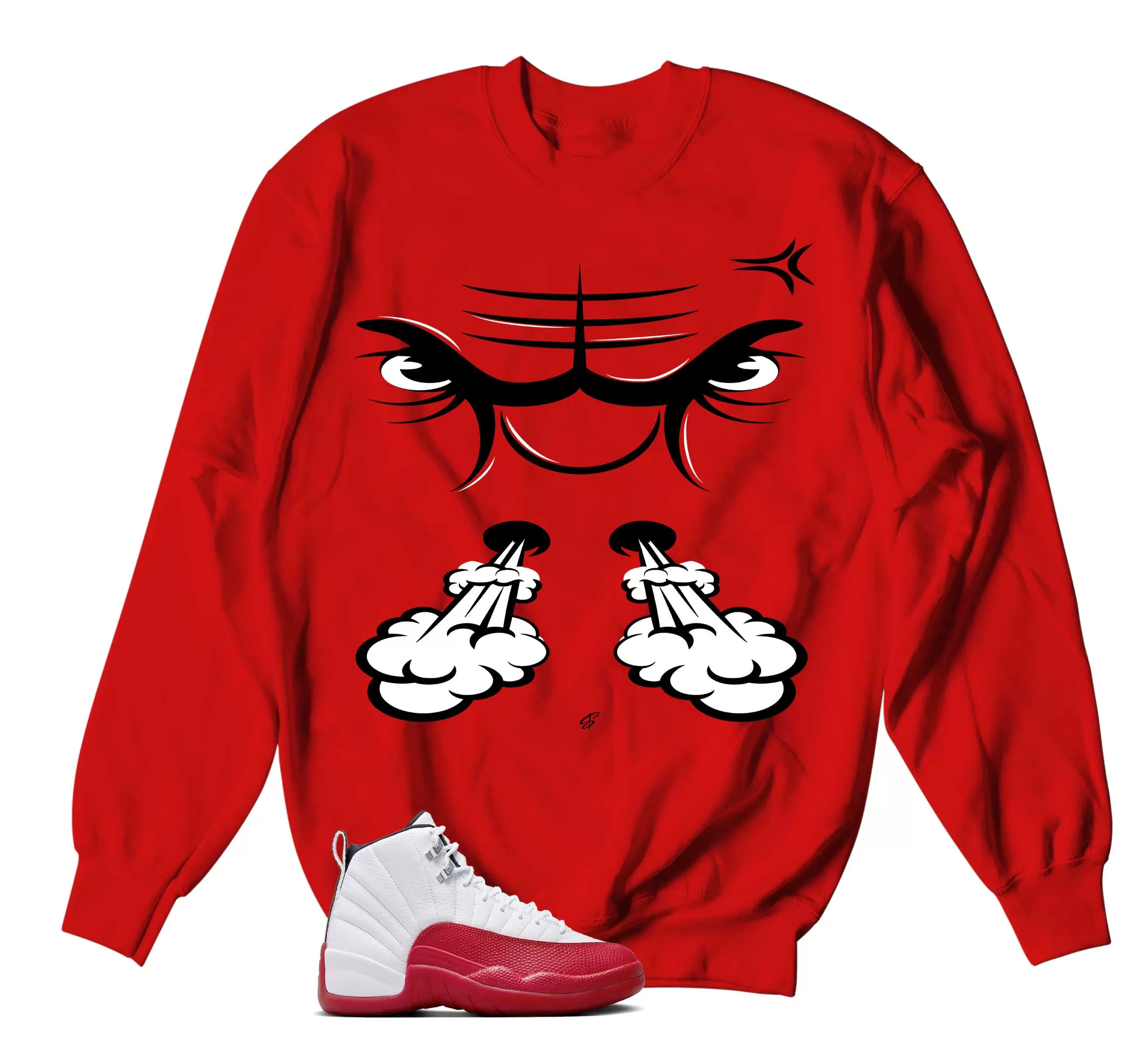 Retro 12 Cherry Raging Face Sweater